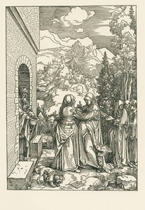 De Visitatie - Maria bezoekt Elisabeth, c.1503-04 (houtsnede) door Albrecht Dürer or Duerer