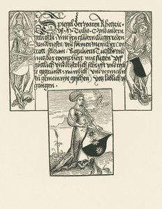 Jonge vrouw met wapenschild door Albrecht Dürer or Duerer