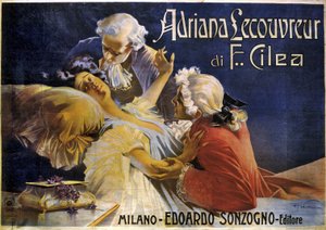 Poster voor opera Adriana Lecouvreur, door Francesco Cilea (1866-1950) door Aleardo Villa