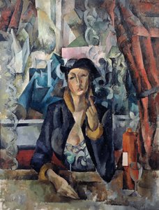 Portret van de vrouw van de kunstenaar in een café