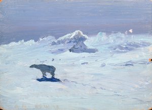 Een IJsbeer op Jacht in de Maanverlichte Nacht, 1899 door Aleksandr Alekseevich Borisov