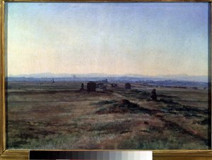 Uitzicht op de Via Appia bij zonsondergang door Aleksandr Andreevich Ivanov