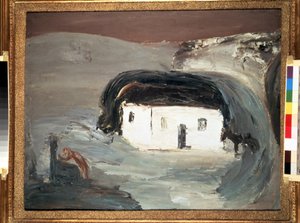 Landschap met een wit huis door Aleksandr Davidovic Drevin