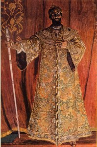Portret van Fjodor Ivanov Sjaliapin in de Rol van Boris Godoenov door Aleksandr Jakovlevic Golovin