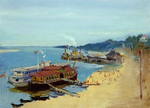 Boten op de Wolga door Aleksandr Isaakovich Rusakov
