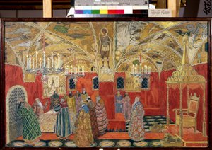 In het Kremlin. Decorontwerp voor de opera Boris Godoenov van Modest Moessorgski door Aleksandr Jakovlevic Golovin