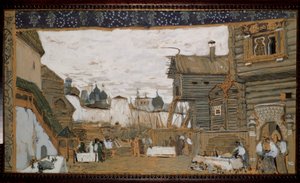 Decorontwerp voor de opera De Pskov Meisje van N. Rimski-Korsakov door Aleksandr Jakovlevic Golovin