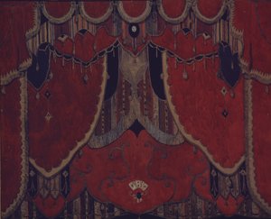 Ontwerp van hoofdgordijn voor het toneelstuk De Maskerade door M. Lermontov, 1917 door Aleksandr Jakovlevic Golovin