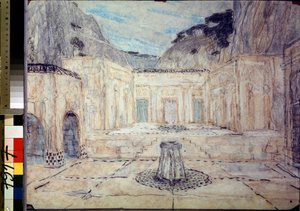 Decorontwerp voor de tragedie Antigone naar Sophocles