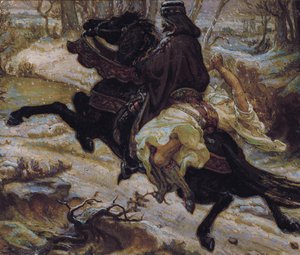 Slavische graaf met een vrouwelijke gevangene door Aleksandr Jakovlevic Golovin