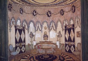 Toneelontwerp voor het toneelstuk Twee broers van M. Lermontov, 1915 door Aleksandr Jakovlevic Golovin