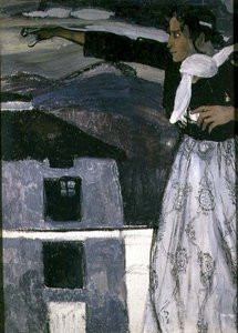 Vrouw in grijs door Aleksandr Jakovlevic Golovin