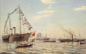 Duitse keizer Wilhelm II bezoekt Kronstadt in juli 1888 door Aleksandr Karlovich Beggrov