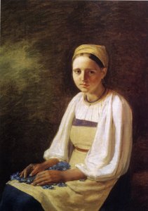 Een boerenmeisje met korenbloemen, 1820s door Aleksei Gavrilovich Venetsianov