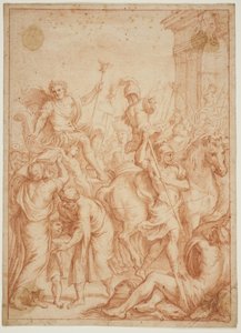 Triomf van een Romeinse krijger; allegorie ter ere van Camillo Pamphilj