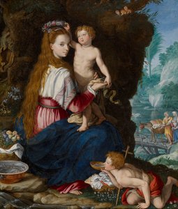 Madonna met het Kind en de heilige Johannes de Doper door Alessandro Allori