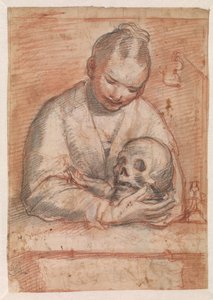 Sint Maria Magdalena met een Schedel in haar Armen