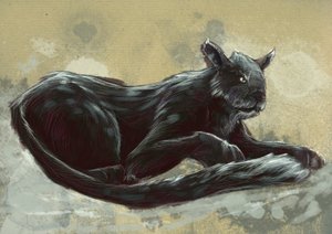 Fantastische monsters en wezens, cryptozoologie: voorstelling van het Beest van Exmoor, gezien in Devon en Somerset in Engeland - Tekening door Alessandro Lonati, 2012