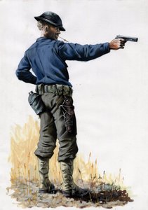 Eerste Wereldoorlog 1914-1918: Amerikaanse legerinfanterist met een pistool in 1917 aan het Westfront door Alessandro Lonati