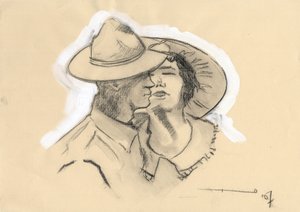 Eerste Wereldoorlog 1914-1918: Amerikaanse soldaat verlaat zijn verloofde om naar de strijd te gaan door Alessandro Lonati
