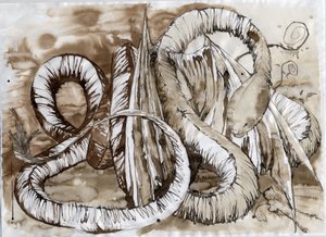 Illustratie van een fantastisch en legendarisch dier: draak met een slangachtig lichaam door Alessandro Lonati
