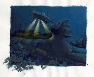 Illustratie van de mythe van het eiland dat onder de Atlantische Zee verdween (Atlantis)