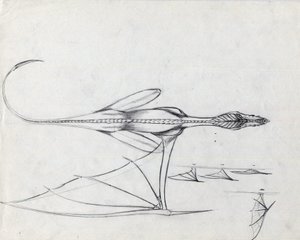 Legendarisch dier voor fantasie illustratie: studie voor een draak