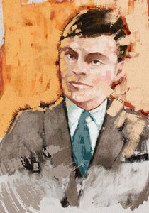 Portret van wiskundige Alan Turing, 2023 (illustratie) door Alessandro Lonati