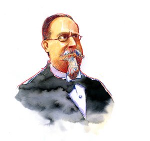 Portret van Cesare Lombroso (1835-1909) oprichter van de Italiaanse School voor Criminologie door Alessandro Lonati