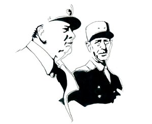 Portret van generaal Charles de Gaulle en Winston Churchill