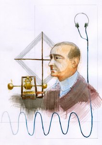 Portret van Guglielmo Marconi (1874-1937), Italiaanse natuurkundige, uitvinder van de telegraaf