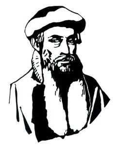 Portret van Johannes Gensfleisch genaamd Gutenberg (1400-1468), Duitse drukker Illustratie door Alessandro Lonati door Alessandro Lonati