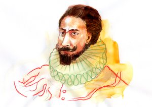 Portret van Miguel de Cervantes Saavedra (1547-1616) door Alessandro Lonati
