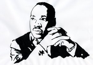 Portret van dominee Martin Luther King (1929-1968) (Illustratie) door Alessandro Lonati
