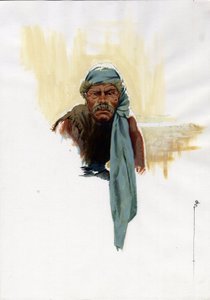 Portret van een piraat (kaper) of matroos zittend in het daglicht door Alessandro Lonati