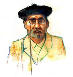 Portret van de Franse schrijver Emile Zola door Alessandro Lonati
