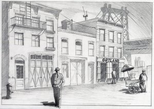 Verenigde Staten, New York: straatbeeld uit een wijk van de stad in de jaren 1950 door Alessandro Lonati