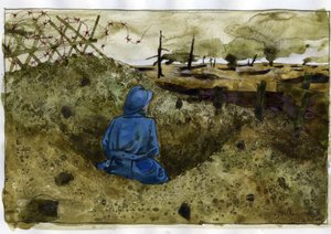 Eerste Wereldoorlog: een harige man in de loopgraaf door Alessandro Lonati