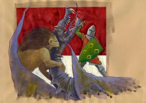 Yvain, de Ridder van de Leeuw vecht tegen de draak