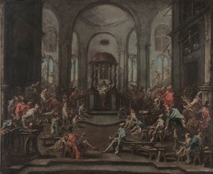 Interieur van een synagoge, ca. 1725-1735 door Alessandro Magnasco