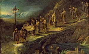 De processie van de Heilige Lijkwade door Alessandro Magnasco