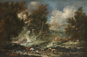 De storm door Alessandro Magnasco