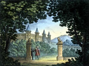 Scenografie van Sanquirico voor de opera “Anna Bolena” door Gaetano Donizetti. Teatro Carcano, Milaan door Alessandro Sanquirico