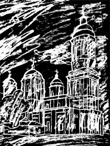 Kerk onder wolken door Alex Caminker