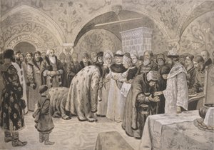 Welkom aan de tsarina na de paasmatins door Alexander Andreyevich Chikin
