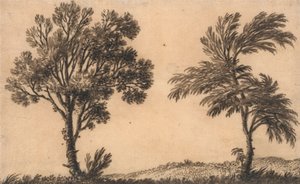 Studie van Twee Wilgen door Alexander Cozens