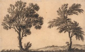 Studie van twee wilgen door Alexander Cozens