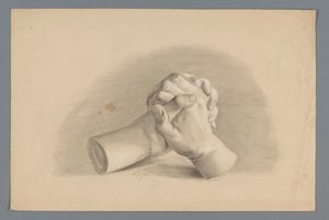 Gipsmodel van twee gevouwen handen door Alexander Cranendoncq