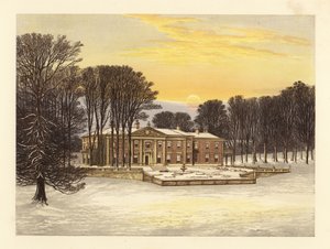 Winterscène met het Down House, Dorsetshire, Engeland