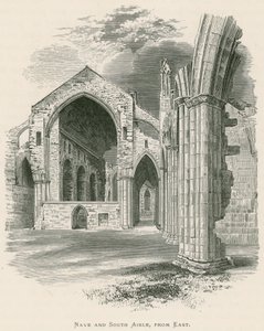 Melrose Abbey, schip en zuidelijke zijbeuk, vanuit het oosten